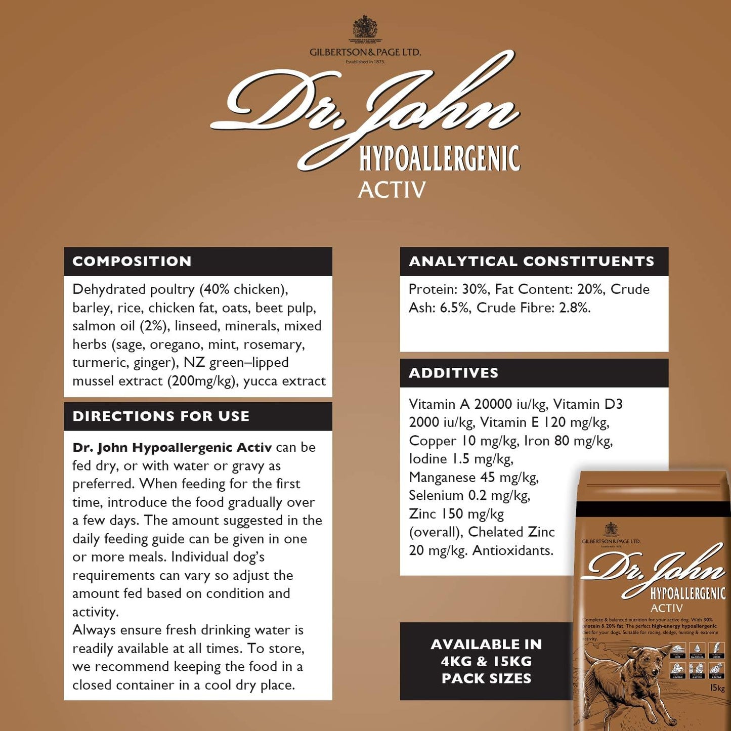 Dr John Hypoallergenic Activ – karma dla aktywnych psów wrażliwych, 12,5 kg - Premium Dog Food from Gilbertson & Page - Just $44.90! Shop now at Gilbertson & Page Europe