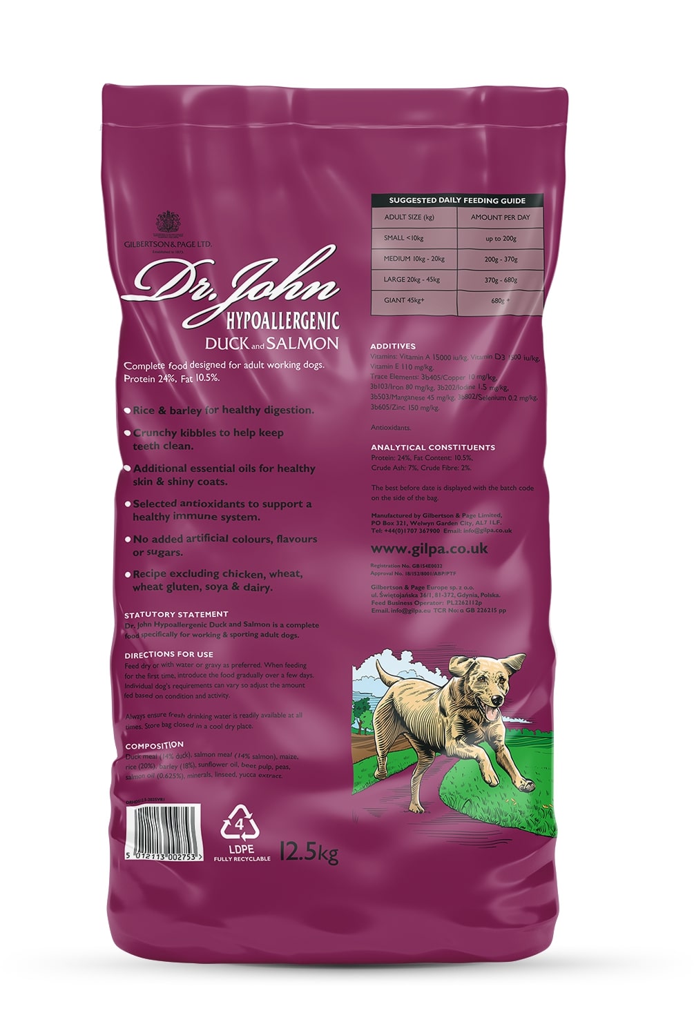 Kutyatáp Dr John Hipoallergén – Kacsa és lazac, csirkementes, érzékeny kutyáknak 12.5kg