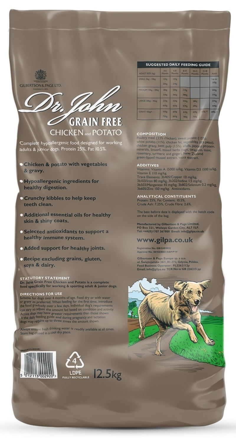 Hrană pentru câini Dr John Fără Cereale – Pui cu cartofi, fără cereale 12.5 kg