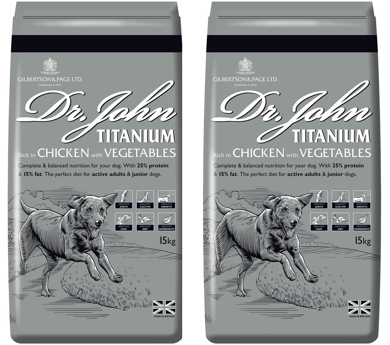 Dr John Titanium – kurczak z warzywami, karma dla młodych oraz aktywnych psów dorosłych, zestaw 2x15 kg - Premium Dog Food from Gilbertson & Page Europe - Just $72.90! Shop now at Gilbertson & Page Europe