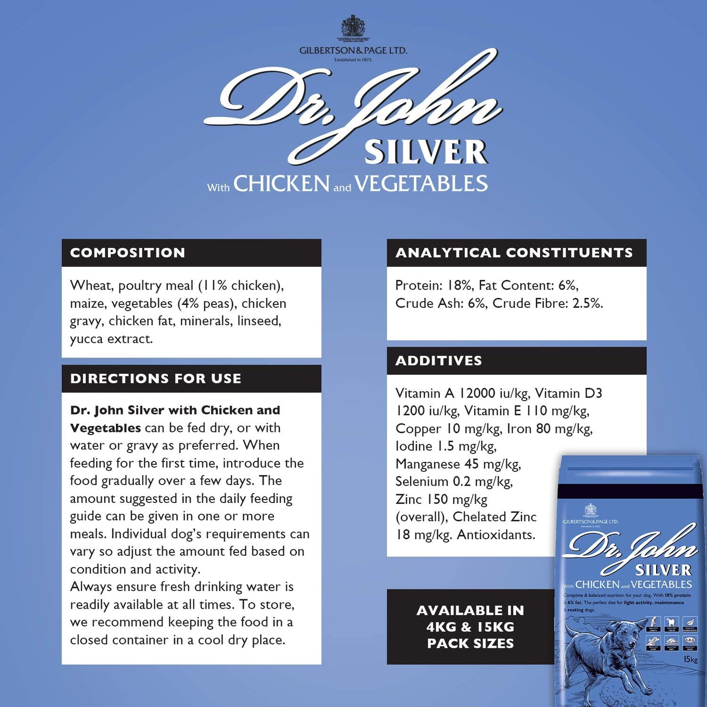 Dr John Silver – kurczak z warzywami, karma dla dorosłych psów oraz psich seniorów, 15 kg - Premium Dog Food from Gilbertson & Page - Just $31.50! Shop now at Gilbertson & Page Europe