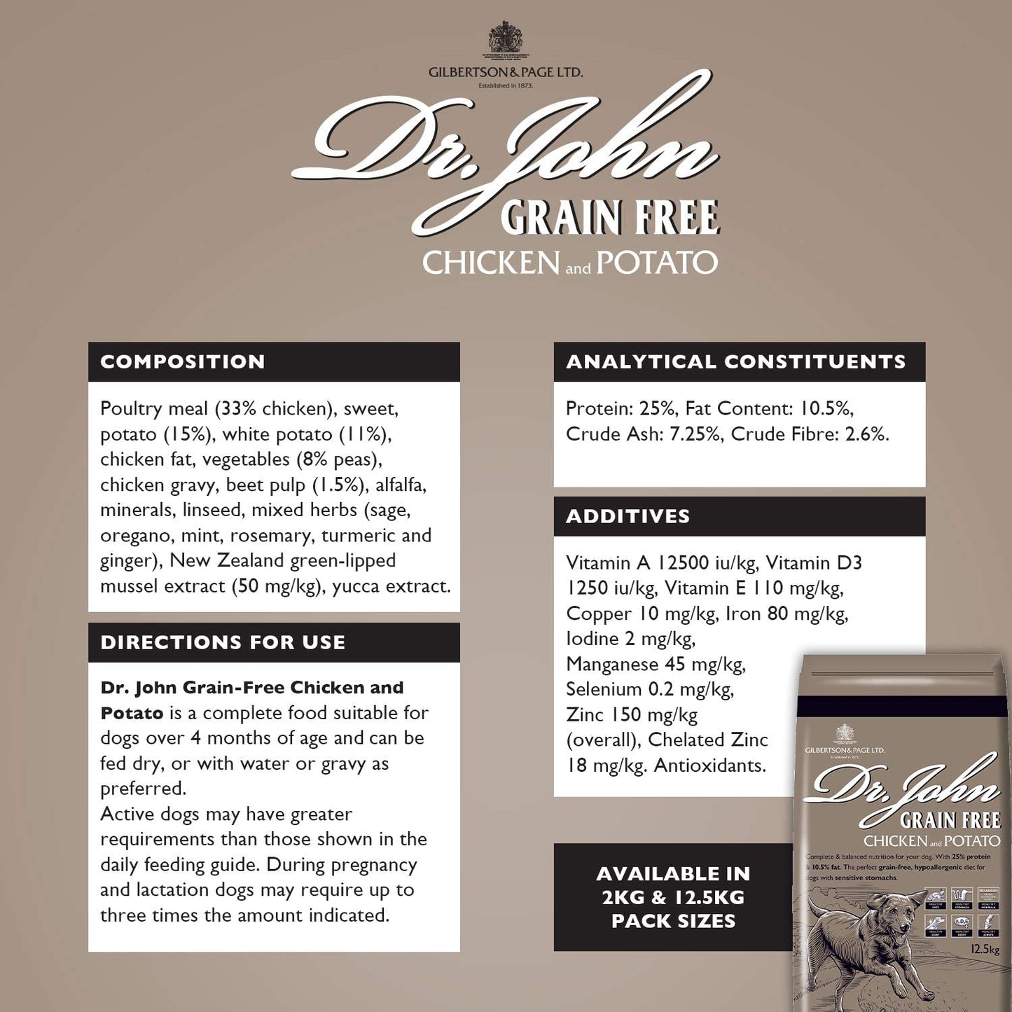 Dr John Grain Free – kurczak z ziemniakami, karma bez zbóż, 12,5 kg - Premium Dog Food from Gilbertson & Page - Just $49.50! Shop now at Gilbertson & Page Europe