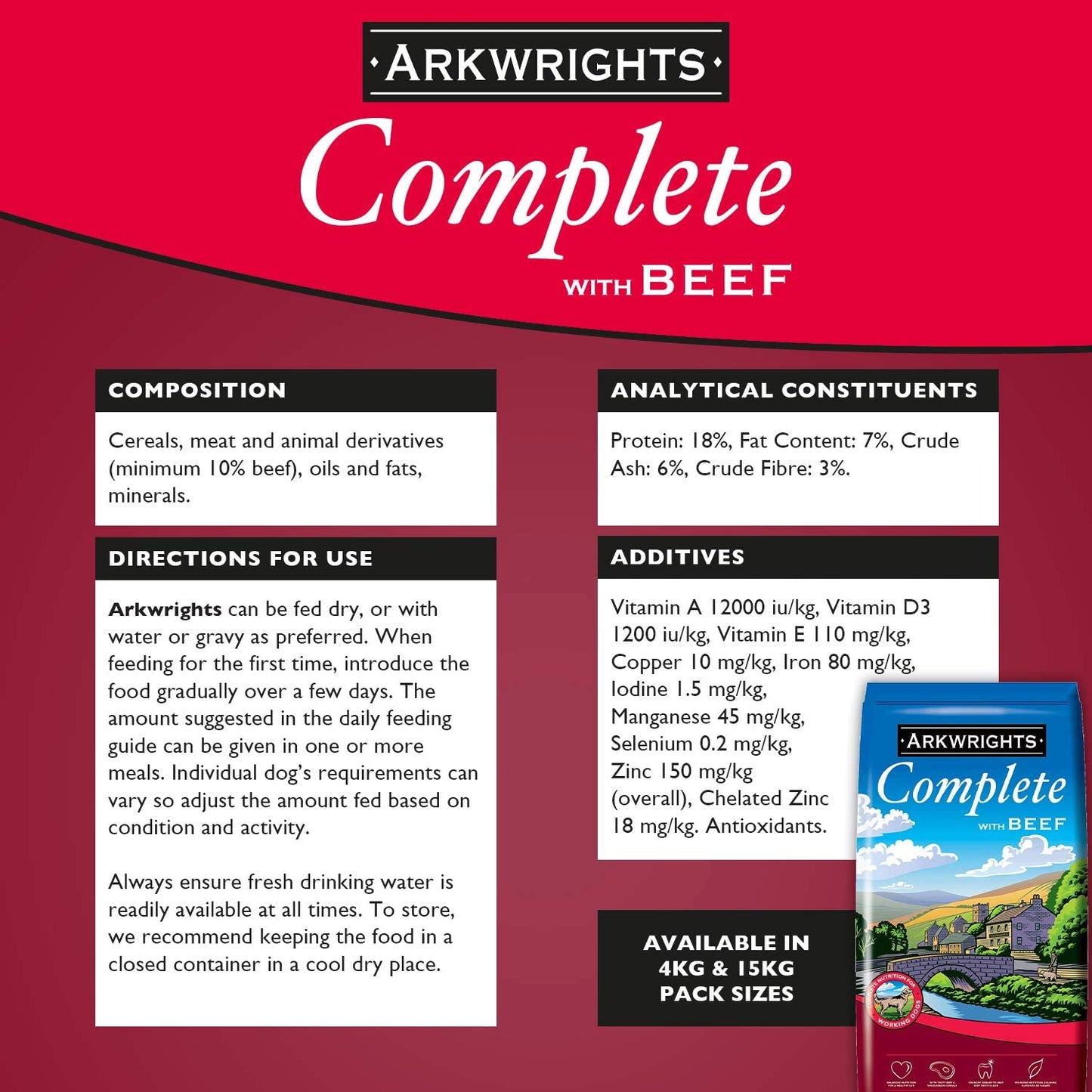 Arkwrights Beef 15 kg – Kompletna karma z wołowiną dla dorosłych psów - Premium Dog Food from Gilbertson & Page - Just $28.90! Shop now at Gilbertson & Page Europe