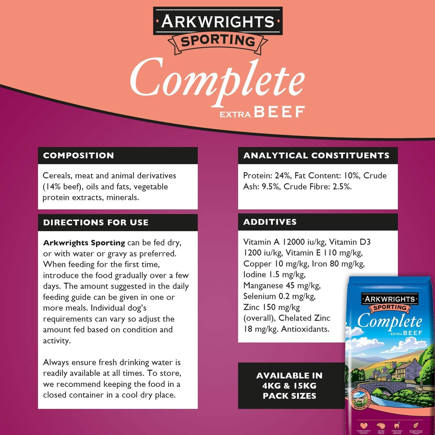 Arkwrights Sporting 15 kg – Karma energetyczna dla psów aktywnych - Premium Dog Food from Gilbertson & Page - Just $33.90! Shop now at Gilbertson & Page Europe