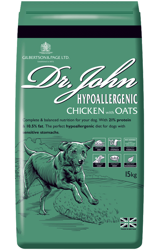 Dr John Hypoallergenic – kurczak z owsem, bez pszenicy, karma dla psów wrażliwych 4 kg - Premium Dog Food from Gilbertson & Page - Just $14! Shop now at Gilbertson & Page Europe