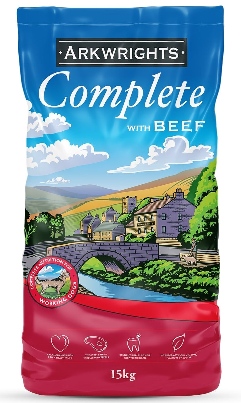 Complete dry beef dog food for adult dogs – Arkwrights Beef 15kg