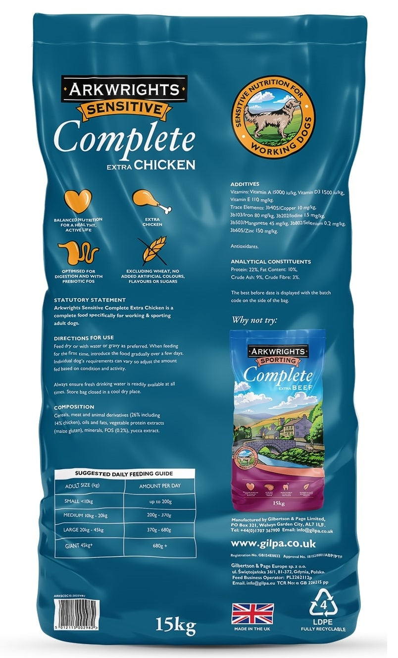 Arkwrights Sensitive 15 kg – Complete Dog Food for Sensitive Digestion