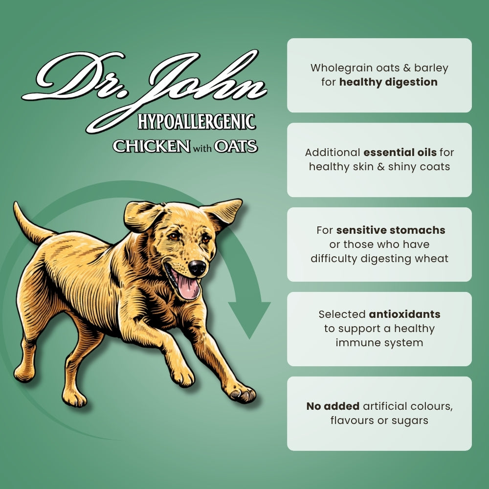 Dr John Hipoalergena – hrana za pse piletina & zob • bez pšenice • 12,5 kg