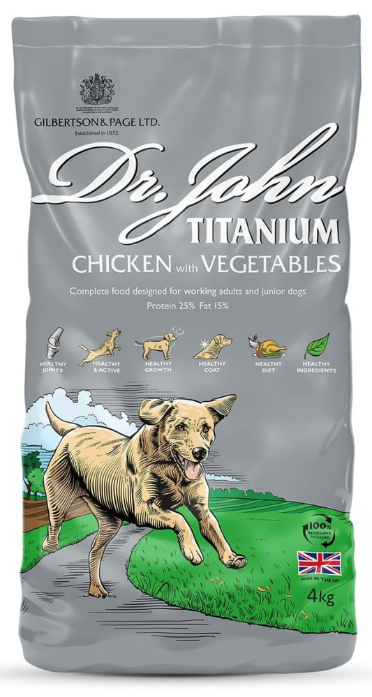 Dr John Titanium – Chicken & vegetables, food for young and active adult dogs 4 KG