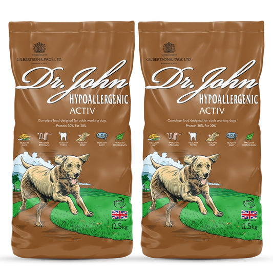 Dr John Hypoallergenic Activ – karma dla aktywnych psów wrażliwych, zestaw 2x12,5 kg
