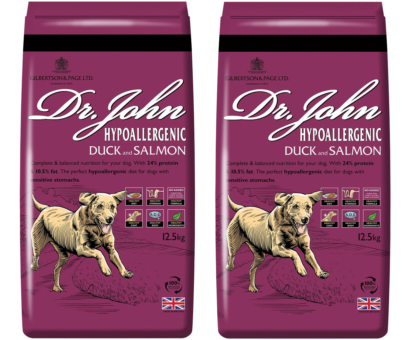 Dr John Hypoallergenic Duck & Salmon 2x12.5kg - Premium Dog Food from Gilbertson & Page - Just $83! Shop now at Gilbertson & Page Europe