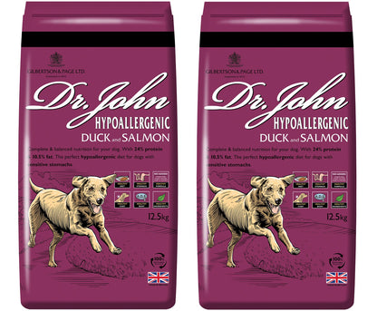 Dr John Hypoallergenic Duck & Salmon 2x12.5kg - Premium Dog Food from Gilbertson & Page - Just $83! Shop now at Gilbertson & Page Europe