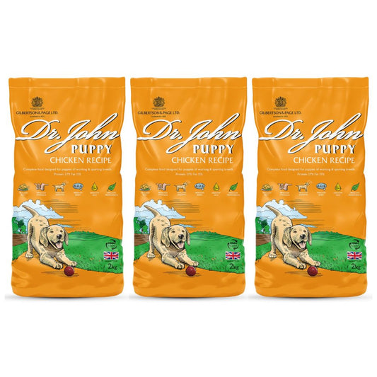 Hundfoder Dr John Puppy – Komplett foder för valpar,  3x2 kg paket