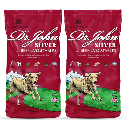 Dr John Silver – Beef & vegetables, food for adult and senior dogs, bundle  2x15kg