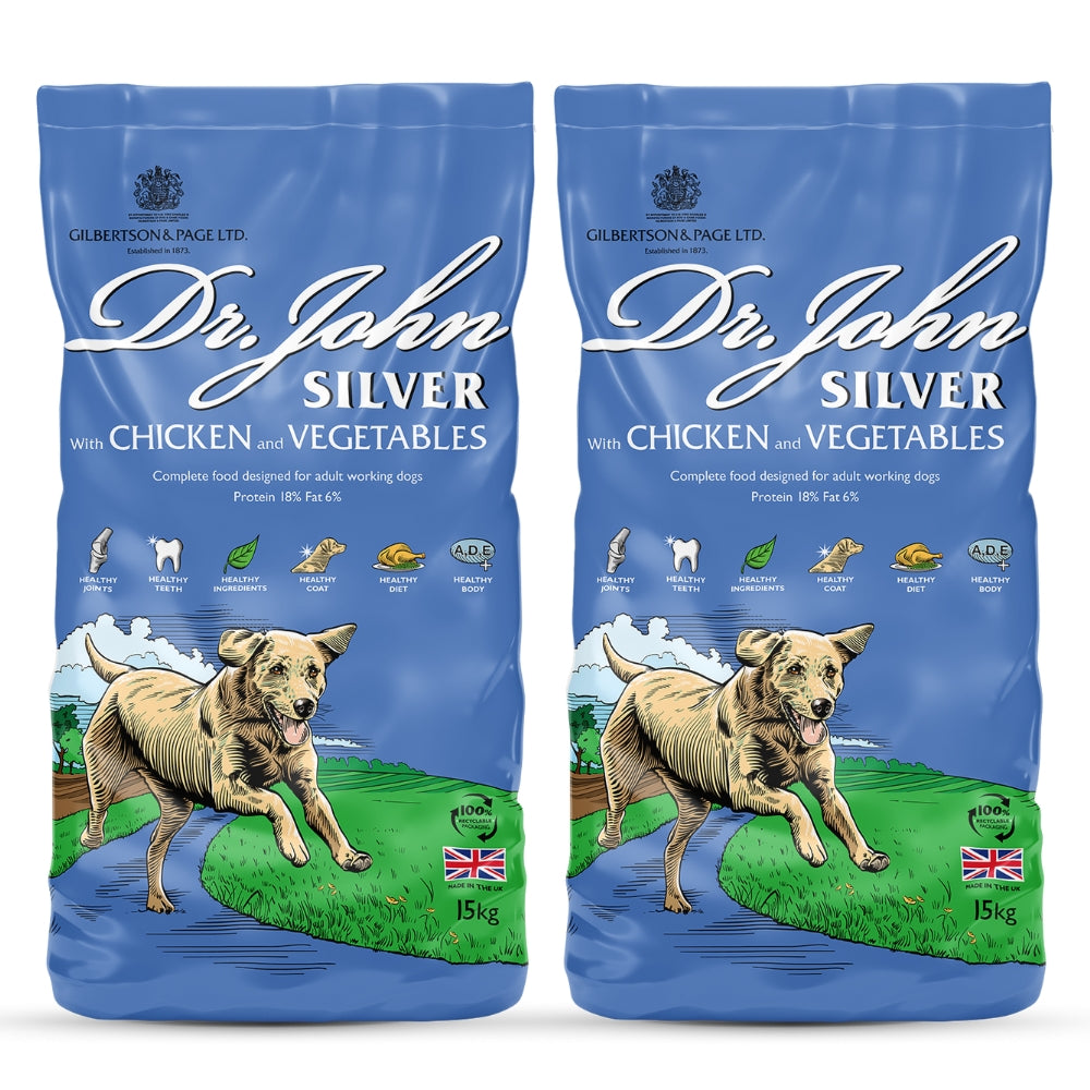 Dr John Silver – Chicken & vegetables, food for adult and senior dogs, bundle 2x15kg