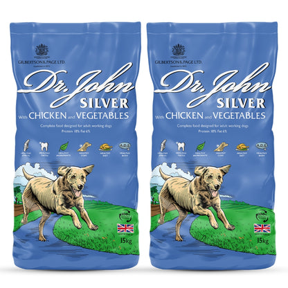 Dr John Silver – Chicken & vegetables, food for adult and senior dogs, bundle 2x15kg