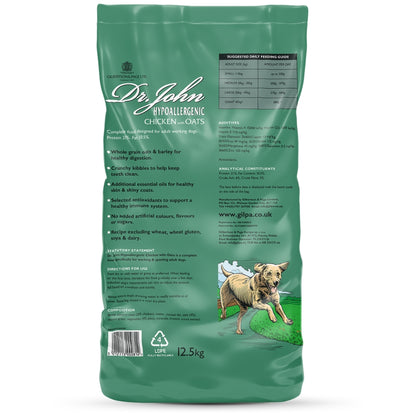 Hondenvoer Dr John Hypoallergeen – Kip met haver, zonder tarwe, voor gevoelige honden 12.5 kg