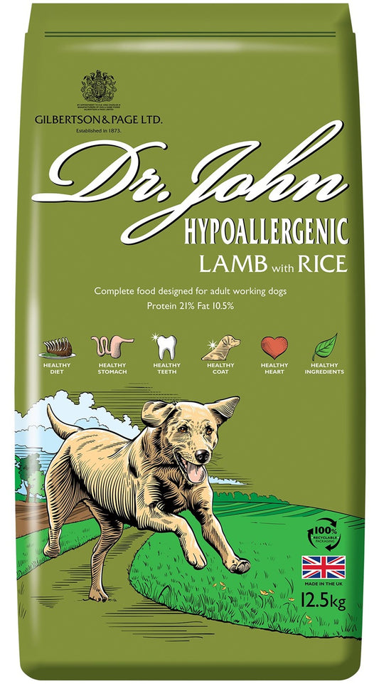 Dr John Hypoallergenic – Lamb & rice, wheat-free food for sensitive dogs 12.5 KG