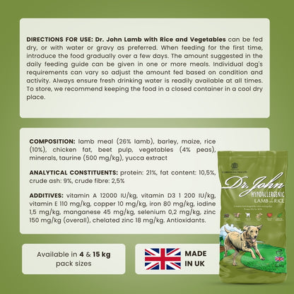 Dr John Hypoallergenic – jagnięcina i ryż • pakiet 2×12,5 kg