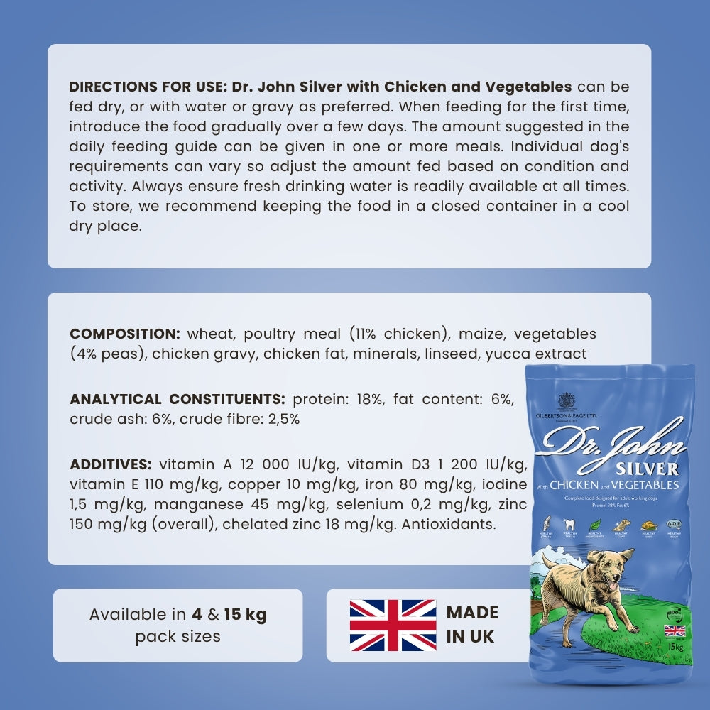 Dr John Silver – Huhn & Gemüse • Adult & Senioren • 15 kg